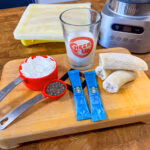 Ingredients for making an instant coffee smoothie